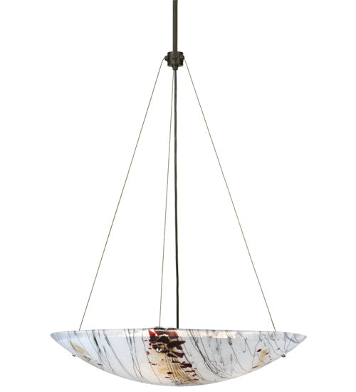 Meyda Lighting Metro Fusion 25" 3-Light Craftsman Brown Inverted Pendant Light With White Ramoscelli Shade Glass