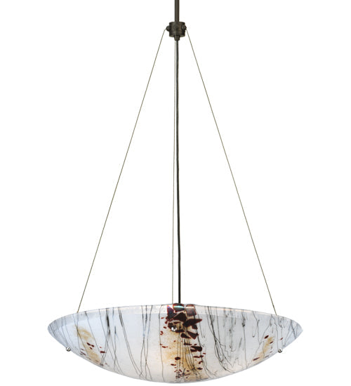 Meyda Lighting Metro Fusion 25" 3-Light Craftsman Brown Inverted Pendant Light With White Ramoscelli Shade Glass