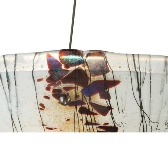 Meyda Lighting Metro Fusion 25" 3-Light Craftsman Brown Inverted Pendant Light With White Ramoscelli Shade Glass