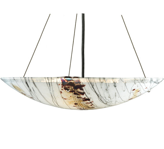 Meyda Lighting Metro Fusion 25" 3-Light Craftsman Brown Inverted Pendant Light With White Ramoscelli Shade Glass