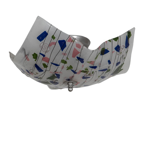 Meyda Lighting Metro Fusion 25" 3-Light Nickel Tossalad Flush Mount Light With Multi-Colored Confetti Shade Glass