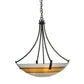Meyda Lighting Metro Fusion 26" 4-Light Craftsman Brown Saturno Inverted Pendant Light With White & Amber Shade Glass