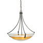 Meyda Lighting Metro Fusion 26" 4-Light Craftsman Brown Saturno Inverted Pendant Light With White & Amber Shade Glass