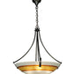 Meyda Lighting Metro Fusion 26" 4-Light Craftsman Brown Saturno Inverted Pendant Light With White & Amber Shade Glass