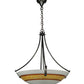 Meyda Lighting Metro Fusion 26" 4-Light Craftsman Brown Saturno Inverted Pendant Light With White & Amber Shade Glass