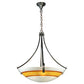 Meyda Lighting Metro Fusion 26" 4-Light Craftsman Brown Saturno Inverted Pendant Light With White & Amber Shade Glass