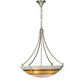 Meyda Lighting Metro Fusion 26" 4-Light Silver Saturno Inverted Pendant Light With Amber & White Shade Glass