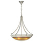 Meyda Lighting Metro Fusion 26" 4-Light Silver Saturno Inverted Pendant Light With Amber & White Shade Glass