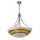 Meyda Lighting Metro Fusion 26" 4-Light Silver Saturno Inverted Pendant Light With Amber & White Shade Glass