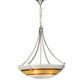 Meyda Lighting Metro Fusion 26" 4-Light Silver Saturno Inverted Pendant Light With Amber & White Shade Glass