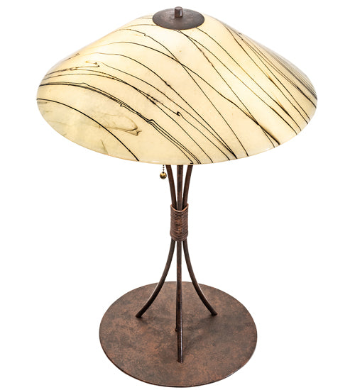 Meyda Lighting Metro Fusion 27" 3-Light Natural Rust Branches Table Lamp With Sunset Beige Art Shade Glass