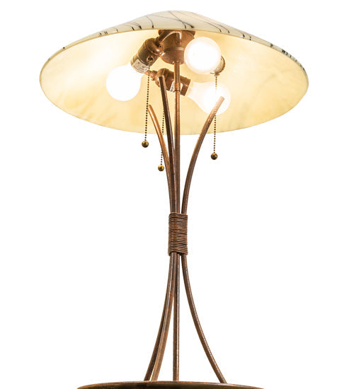 Meyda Lighting Metro Fusion 27" 3-Light Natural Rust Branches Table Lamp With Sunset Beige Art Shade Glass