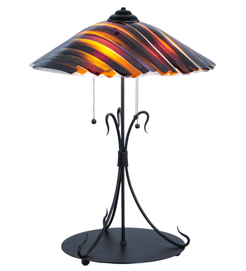 Meyda Lighting Metro Fusion 28" 3-Light Black Marina Table Lamp With Amber and Smoke Shade Glass