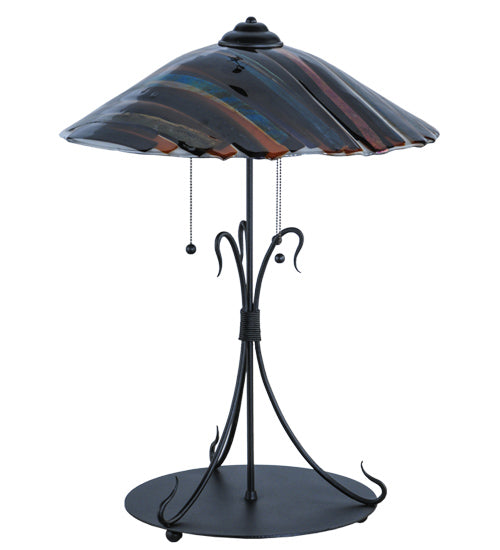 Meyda Lighting Metro Fusion 28" 3-Light Black Marina Table Lamp With Amber and Smoke Shade Glass
