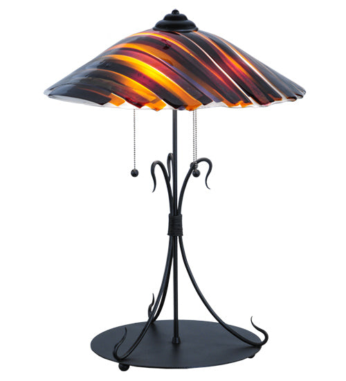 Meyda Lighting Metro Fusion 28" 3-Light Black Marina Table Lamp With Amber and Smoke Shade Glass