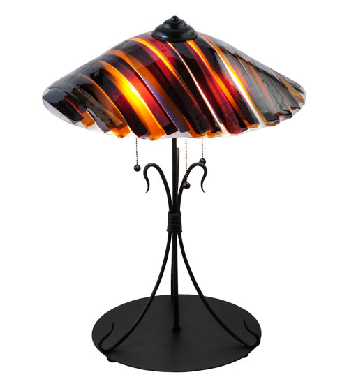 Meyda Lighting Metro Fusion 28" 3-Light Black Marina Table Lamp With Amber and Smoke Shade Glass