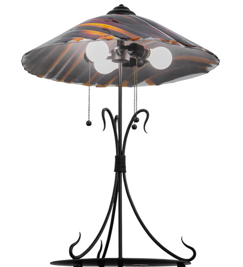 Meyda Lighting Metro Fusion 28" 3-Light Black Marina Table Lamp With Amber and Smoke Shade Glass