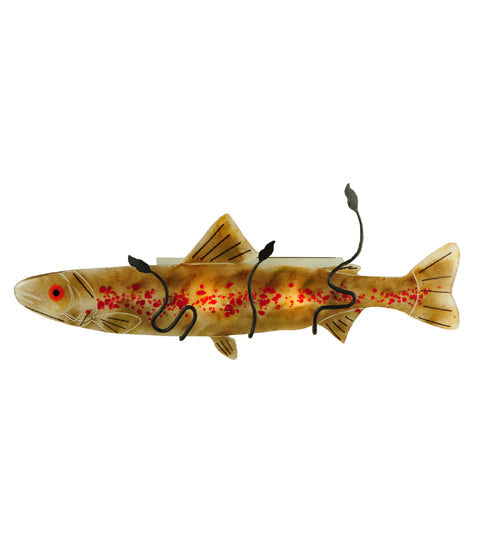 Meyda Lighting Metro Fusion 29" 2-Light Black Brown Trout Wall Sconce With Multi-Colored Shade Glass