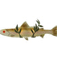 Meyda Lighting Metro Fusion 29" 2-Light Tarnished Copper Rainbow Trout Wall Sconce With Multi-Colored Shade Glass