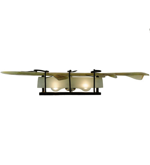 Meyda Lighting Metro Fusion 29.5" 2-Light Black Wall Sconce With Brown Trout Shade Glass