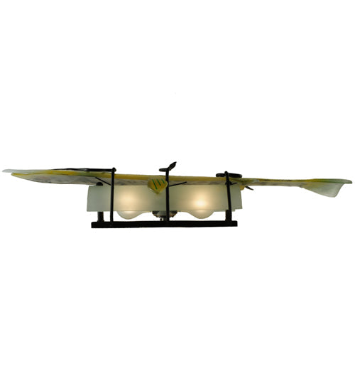 Meyda Lighting Metro Fusion 29.5" 2-Light Black Wall Sconce With Hunter Green and Brown Trout Shade Glass