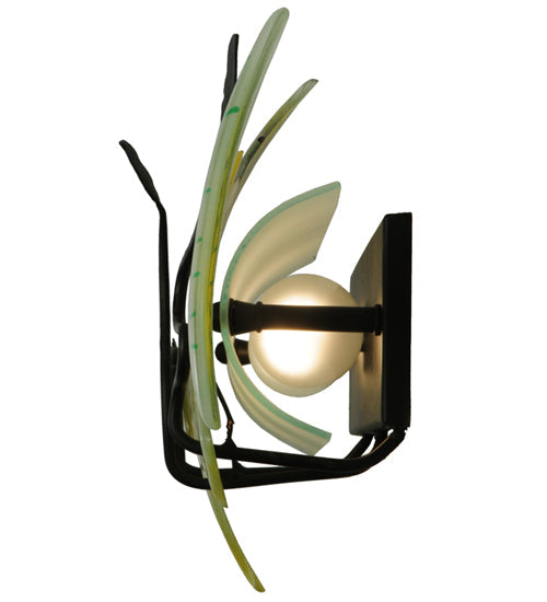Meyda Lighting Metro Fusion 29.5" 2-Light Black Wall Sconce With Hunter Green and Brown Trout Shade Glass