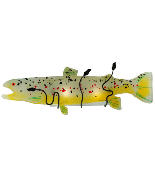 Meyda Lighting Metro Fusion 29.5" 2-Light Black Wall Sconce With Multi-Colored Brown Trout Shade Glass