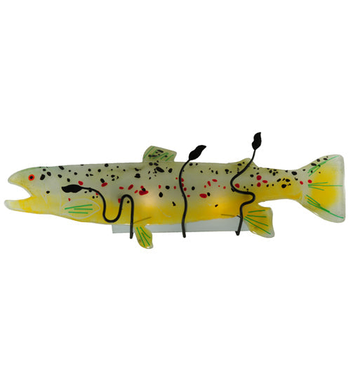 Meyda Lighting Metro Fusion 29.5" 2-Light Black Wall Sconce With Multi-Colored Brown Trout Shade Glass