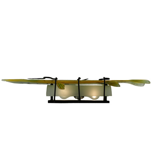 Meyda Lighting Metro Fusion 29.5" 2-Light Black Wall Sconce With Multi-Colored Brown Trout Shade Glass