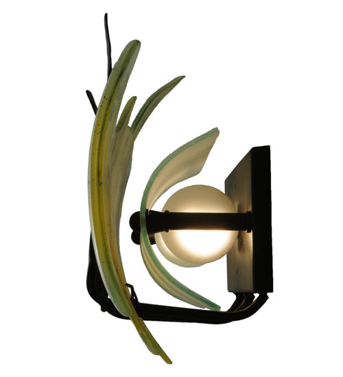 Meyda Lighting Metro Fusion 29.5" 2-Light Black Wall Sconce With Multi-Colored Brown Trout Shade Glass
