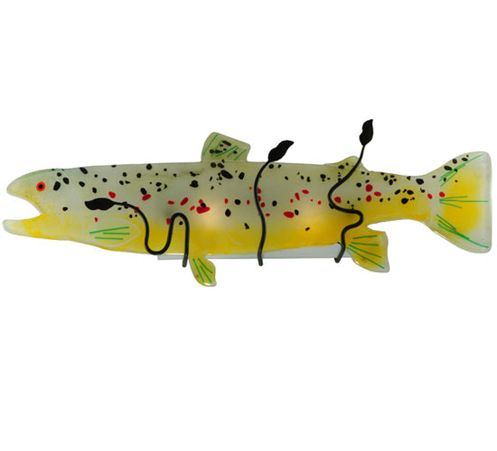 Meyda Lighting Metro Fusion 29.5" 2-Light Black Wall Sconce With Multi-Colored Brown Trout Shade Glass