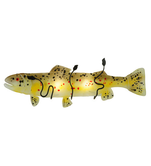 Meyda Lighting Metro Fusion 30" 2-Light Black Wall Sconce With Brown Trout Shade Glass