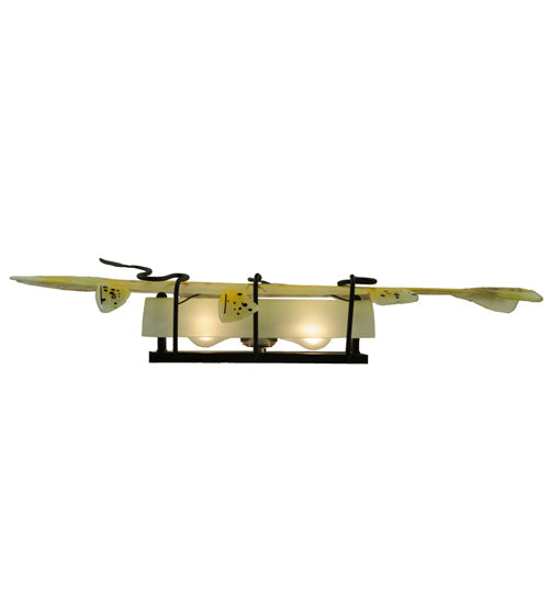 Meyda Lighting Metro Fusion 30" 2-Light Black Wall Sconce With Brown Trout Shade Glass