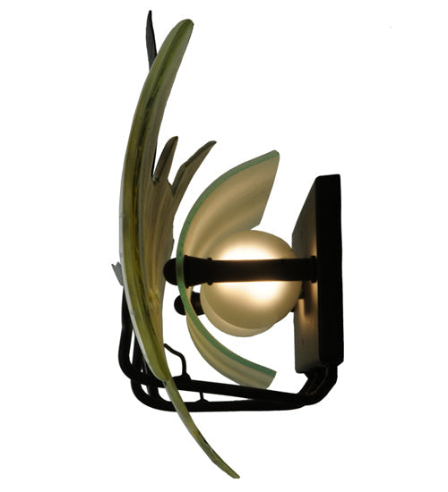Meyda Lighting Metro Fusion 30" 2-Light Black Wall Sconce With Brown Trout Shade Glass