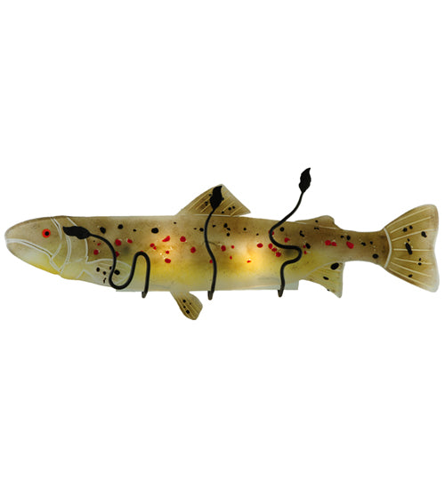 Meyda Lighting Metro Fusion 30" 2-Light Black Wall Sconce With Multi-Colored Brown Trout Shade Glass