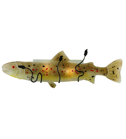 Meyda Lighting Metro Fusion 30" 2-Light Black Wall Sconce With Multi-Colored Brown Trout Shade Glass