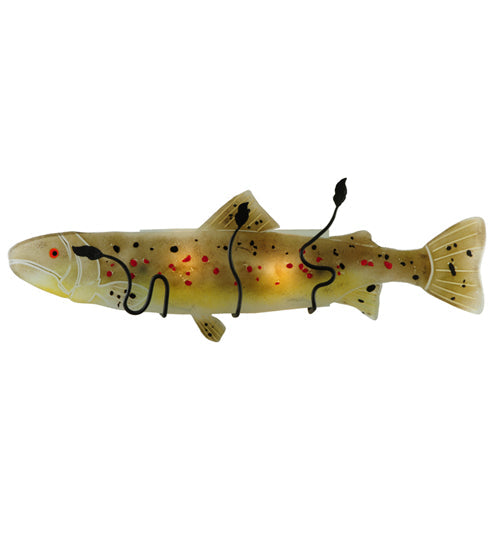 Meyda Lighting Metro Fusion 30" 2-Light Black Wall Sconce With Multi-Colored Brown Trout Shade Glass
