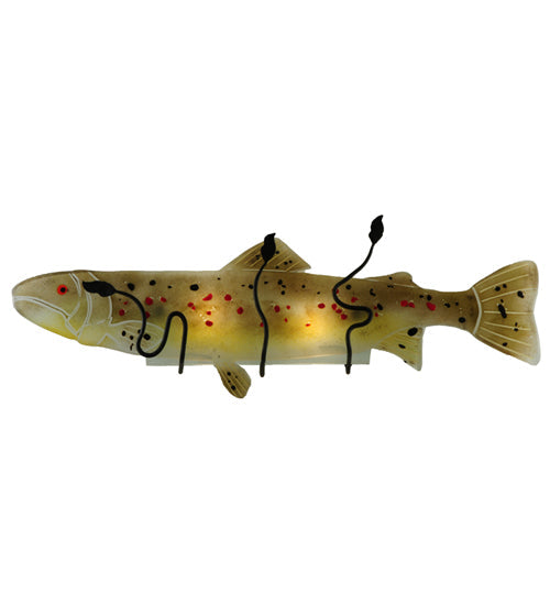 Meyda Lighting Metro Fusion 30" 2-Light Black Wall Sconce With Multi-Colored Brown Trout Shade Glass