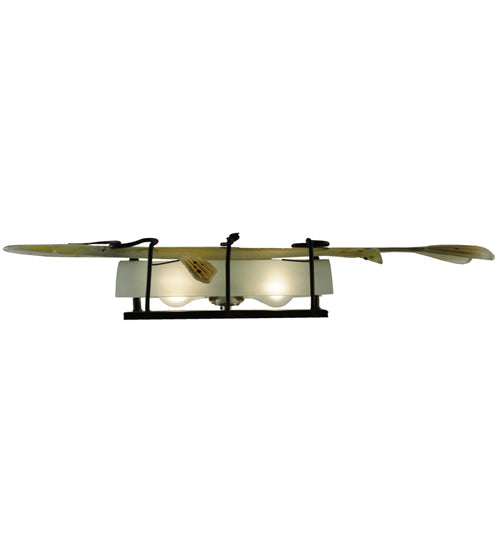 Meyda Lighting Metro Fusion 30" 2-Light Black Wall Sconce With Multi-Colored Brown Trout Shade Glass
