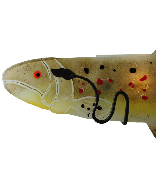 Meyda Lighting Metro Fusion 30" 2-Light Black Wall Sconce With Multi-Colored Brown Trout Shade Glass