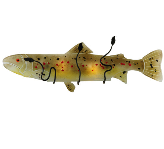 Meyda Lighting Metro Fusion 30" 2-Light Black Wall Sconce With Multi-Colored Brown Trout Shade Glass