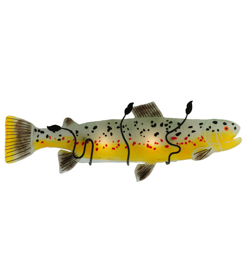 Meyda Lighting Metro Fusion 30" 2-Light Black Wall Sconce With Yellow and Brown Trout Shade Glass