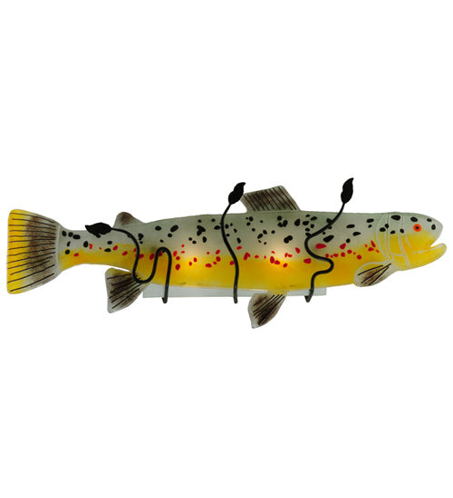 Meyda Lighting Metro Fusion 30" 2-Light Black Wall Sconce With Yellow and Brown Trout Shade Glass