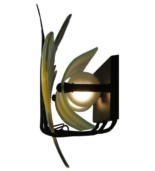 Meyda Lighting Metro Fusion 30" 2-Light Black Wall Sconce With Yellow and Brown Trout Shade Glass