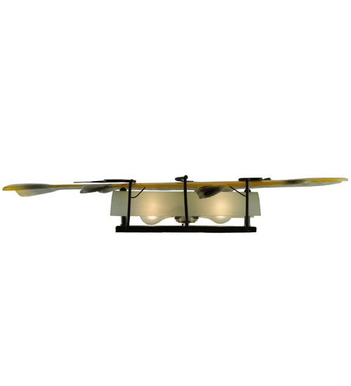 Meyda Lighting Metro Fusion 30" 2-Light Black Wall Sconce With Yellow and Brown Trout Shade Glass