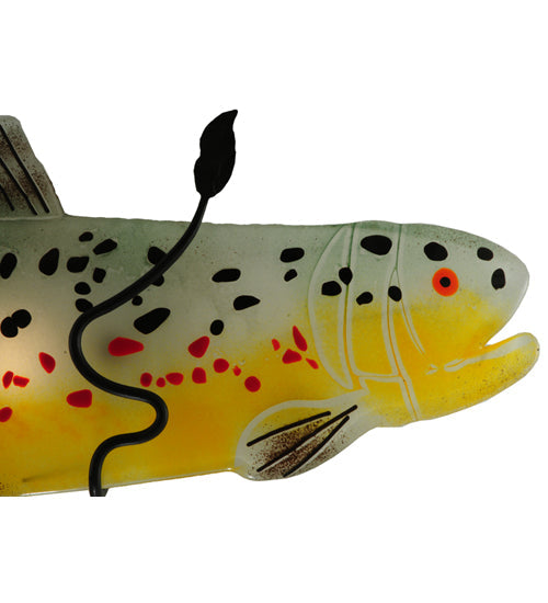 Meyda Lighting Metro Fusion 30" 2-Light Black Wall Sconce With Yellow and Brown Trout Shade Glass