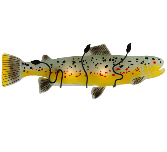 Meyda Lighting Metro Fusion 30" 2-Light Black Wall Sconce With Yellow and Brown Trout Shade Glass