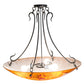 Meyda Lighting Metro Fusion 30" 3-Light Black Powder Coat Biscotti Semi-flush Mount Light With Red & Amber Shade Glass