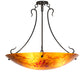 Meyda Lighting Metro Fusion 30" 3-Light Black Powder Coat Biscotti Semi-flush Mount Light With Red & Amber Shade Glass