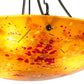Meyda Lighting Metro Fusion 30" 3-Light Black Powder Coat Biscotti Semi-flush Mount Light With Red & Amber Shade Glass